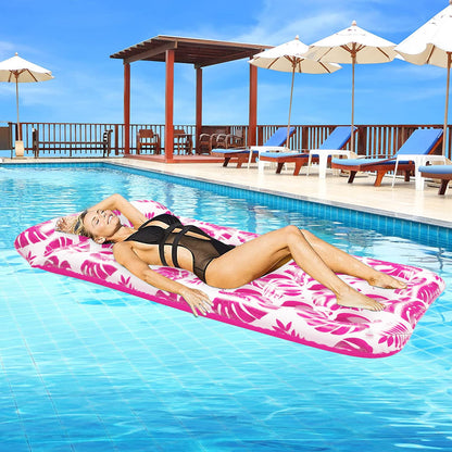 73 x 34in Inflatable Pool Float 1 Piece Adults Floating Pool Lounge for Lake Beach Swimming Pool Fun, Red