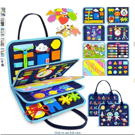 Busy Board for Toddlers 2-4,Busy Book for Toddlers 1-3,Preschool Educational Activity Sensory Board for Learning Fine Motor Skills,