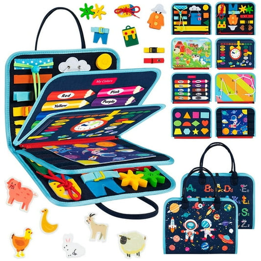 Busy Board for Toddlers 2-4,Busy Book for Toddlers 1-3,Preschool Educational Activity Sensory Board for Learning Fine Motor Skills,