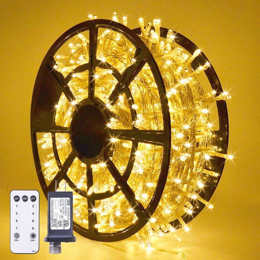 168FT Christmas Lights Outdoor 8 Modes Indoor String Lights for Outside Warm White