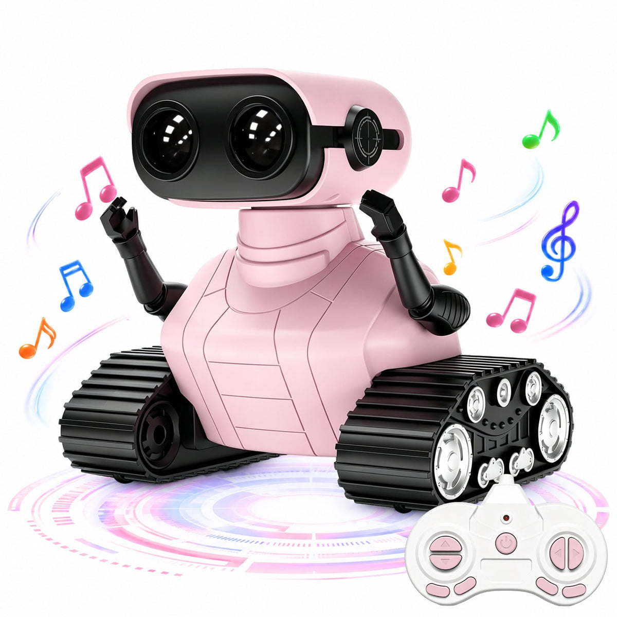 Swfoer Robot Toys for Kids,Remote Control Robot Toy, Rechargeable RC Robot for Boys Girls with Music and LED Eyes, Gift for Children Age 3 Years and Up, Pink