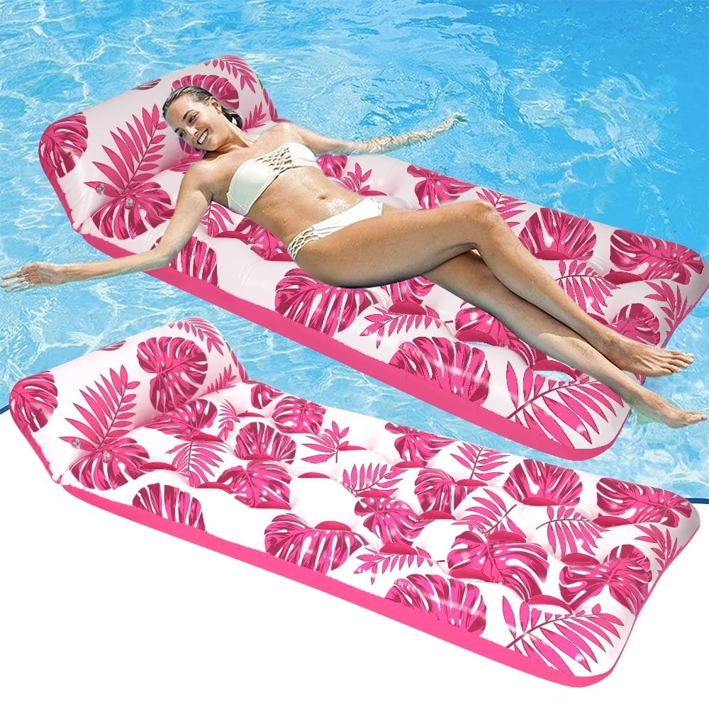 73 x 34in Inflatable Pool Float 1 Piece Adults Floating Pool Lounge for Lake Beach Swimming Pool Fun, Red