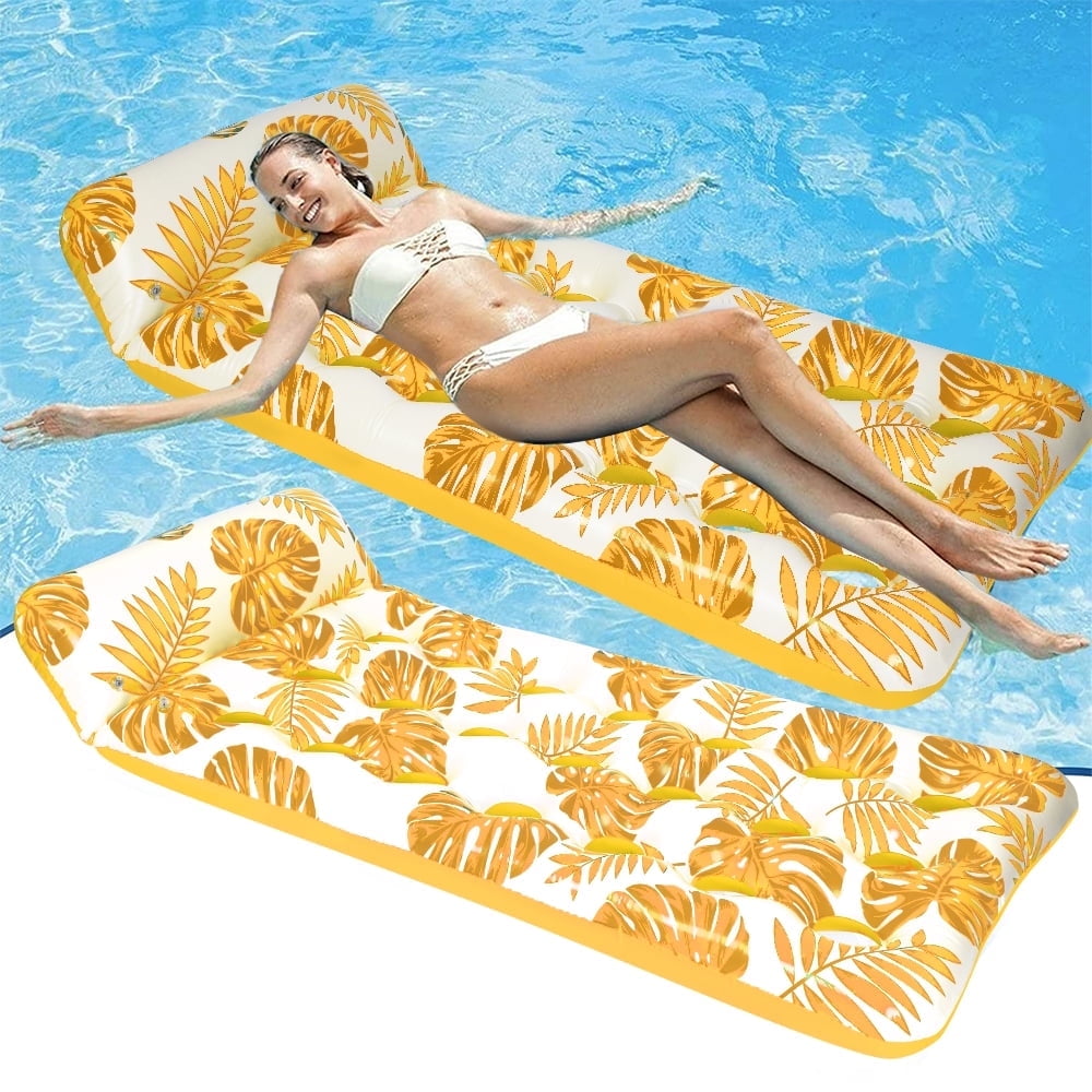 73 x 34in Inflatable Pool Float 1 Piece Adults Floating Pool Lounge for Lake Beach Swimming Pool Fun, Yellow