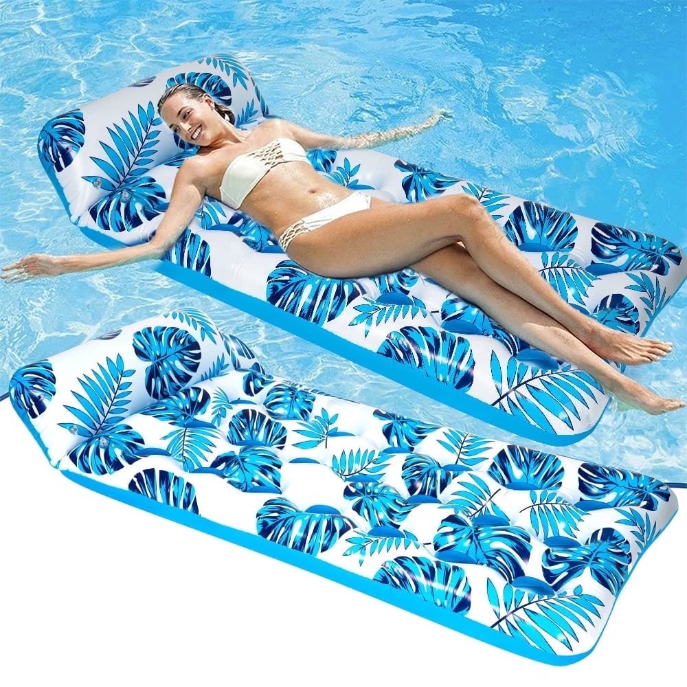73 x 34in Inflatable Pool Float 1 Piece Adults Floating Pool Lounge for Lake Beach Swimming Pool Fun, Blue