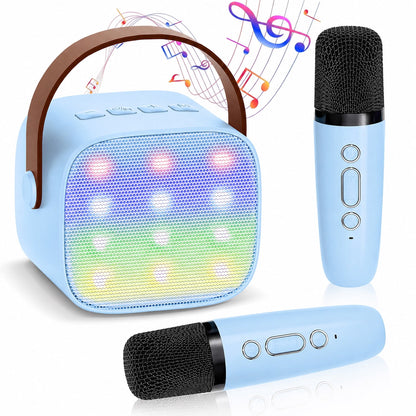 Mini Karaoke Machine with 2 Wireless Microphones Portable Mini Karaoke Machine for Kids for Christmas Party Gift