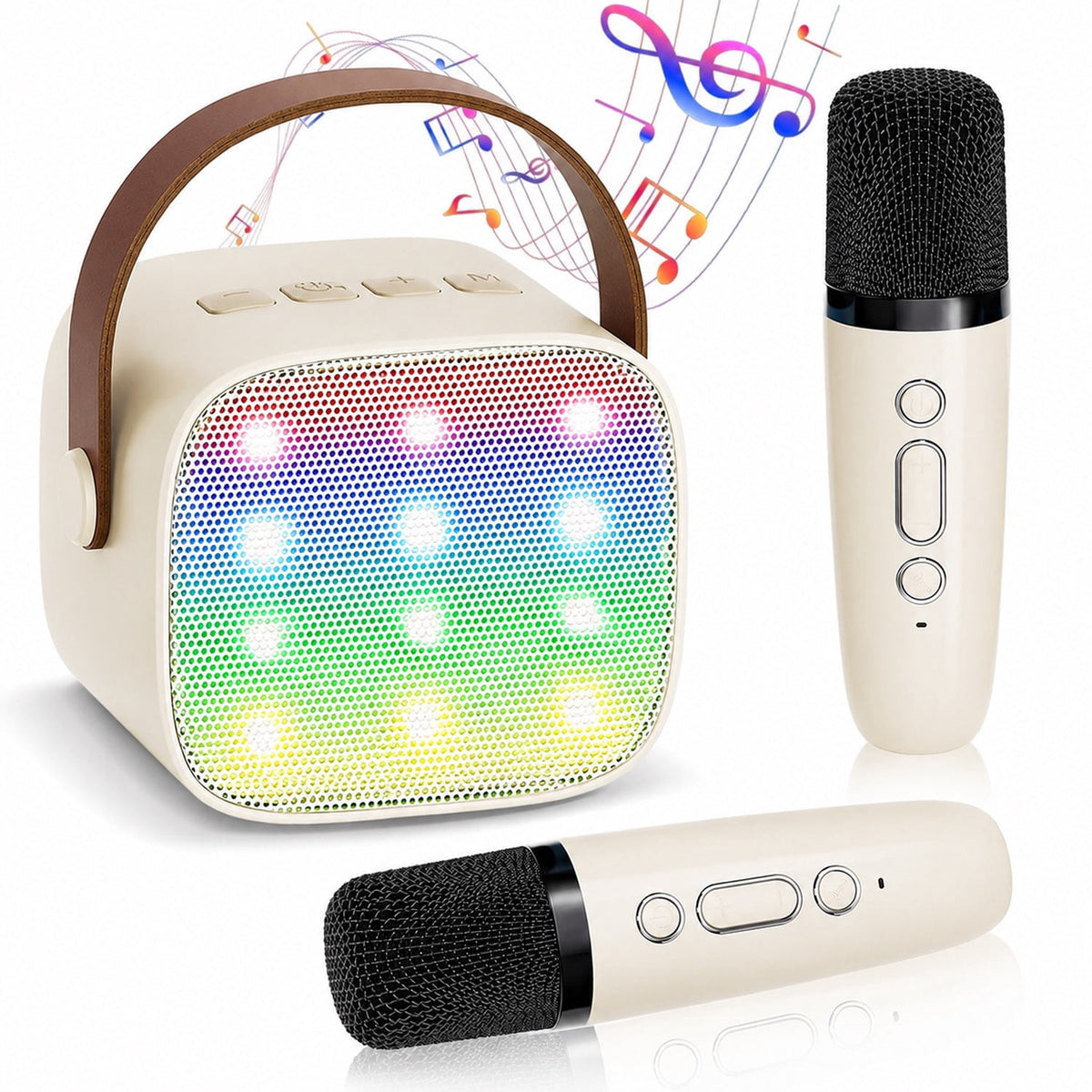 Mini Karaoke Machine with 2 Wireless Microphones Portable Mini Karaoke Machine for Kids for Christmas Party Gift