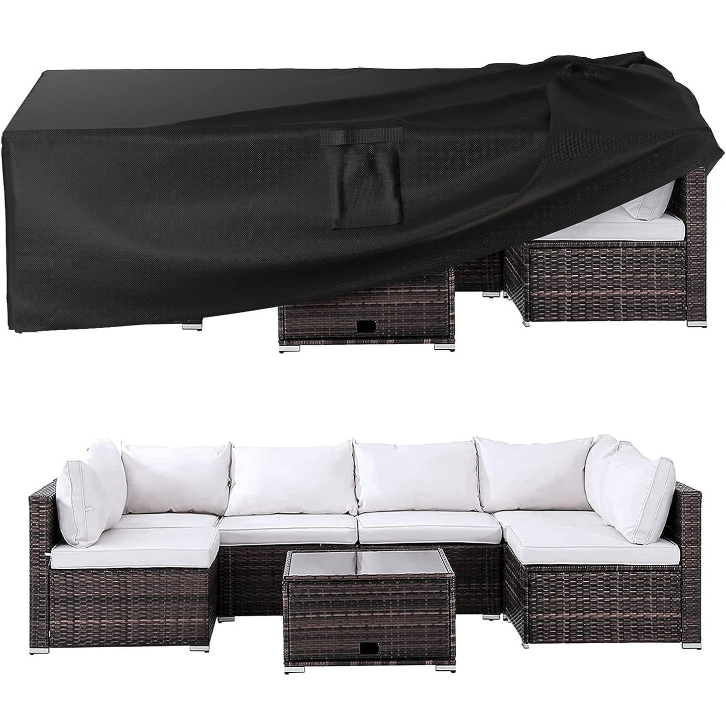 SwFoer Patio Furniture Covers Waterproof Outdoor Couch Sectional Sofa Set Cover 136in x 74in x 28in