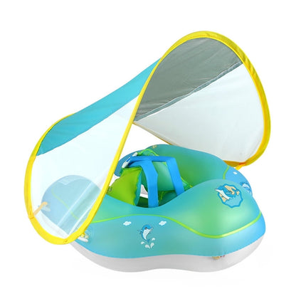 SwFoer Baby Pool Float with Canopy Sun Protection Skin Friendly Infant Blue