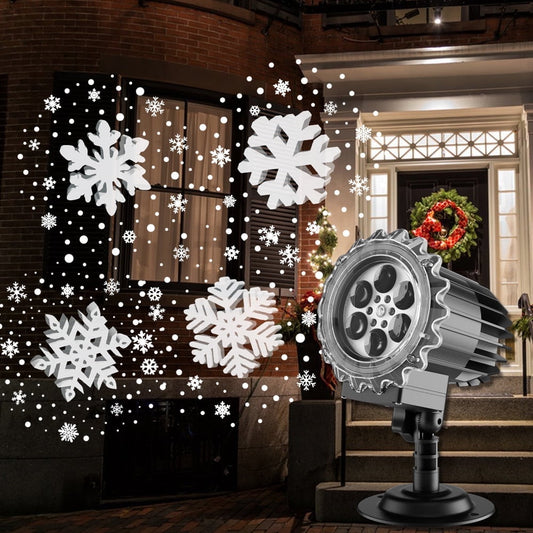 Christmas Snowflake Projector Lights Outdoor, Three-dimensional Snowfall Projection Lamp Outside Waterproof, Black
