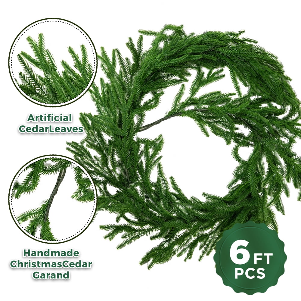 6 Ft Real Touch Christmas Garland Lifelike Cedar Garland Realistic Christmas Outdoor Indoor Decorations