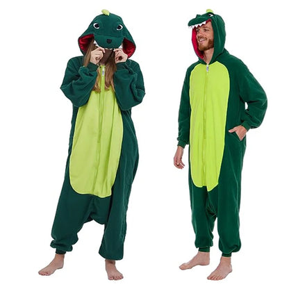 Funsmile Dinosaur Onesies Animal Women/Men Pajamas Adult Costume Cosplay Sleepwear Unisex Onesie for Home Christmas Halloween