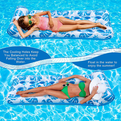73 x 34in Inflatable Pool Float 1 Piece Adults Floating Pool Lounge for Lake Beach Swimming Pool Fun, Blue