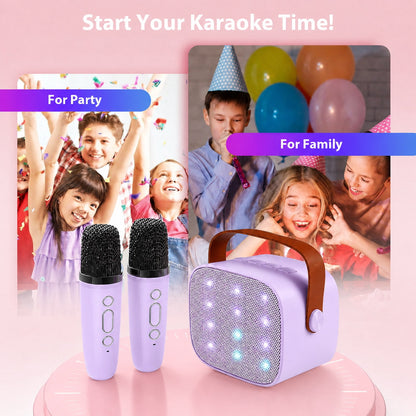 Mini Karaoke Machine with 2 Wireless Microphones Portable Mini Karaoke Machine for Kids for Christmas Party Gift
