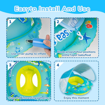 Pool Float Toys Baby Pool Float with Canopy Baby Float Infant Swimming Pool Float Sun Protection