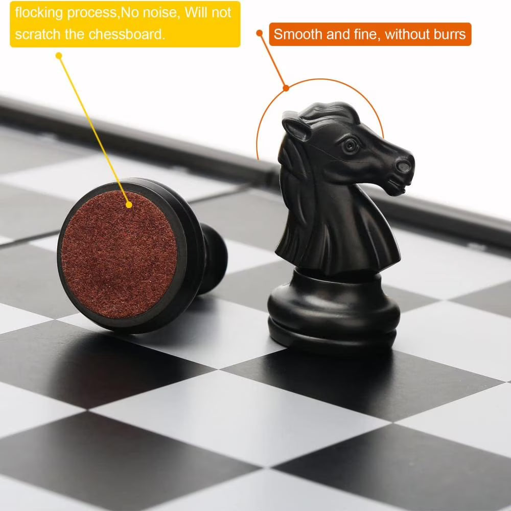 Magnetic Chess Set with Folding Chess Board 15" Foldable Chess Sets Travel Board Games