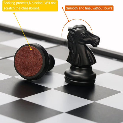 Magnetic Chess Set with Folding Chess Board 15" Foldable Chess Sets Travel Board Games