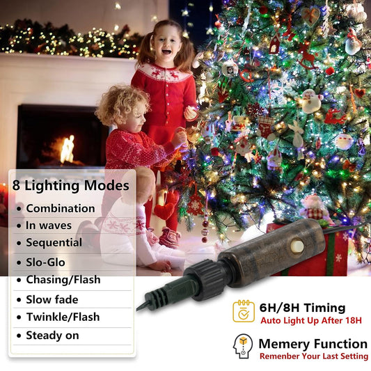 Uncahome 6.7 ft x 16 Christmas Tree Lights,416 LED Christmas Lights,Outdoor Indoor String Lights -Multi color