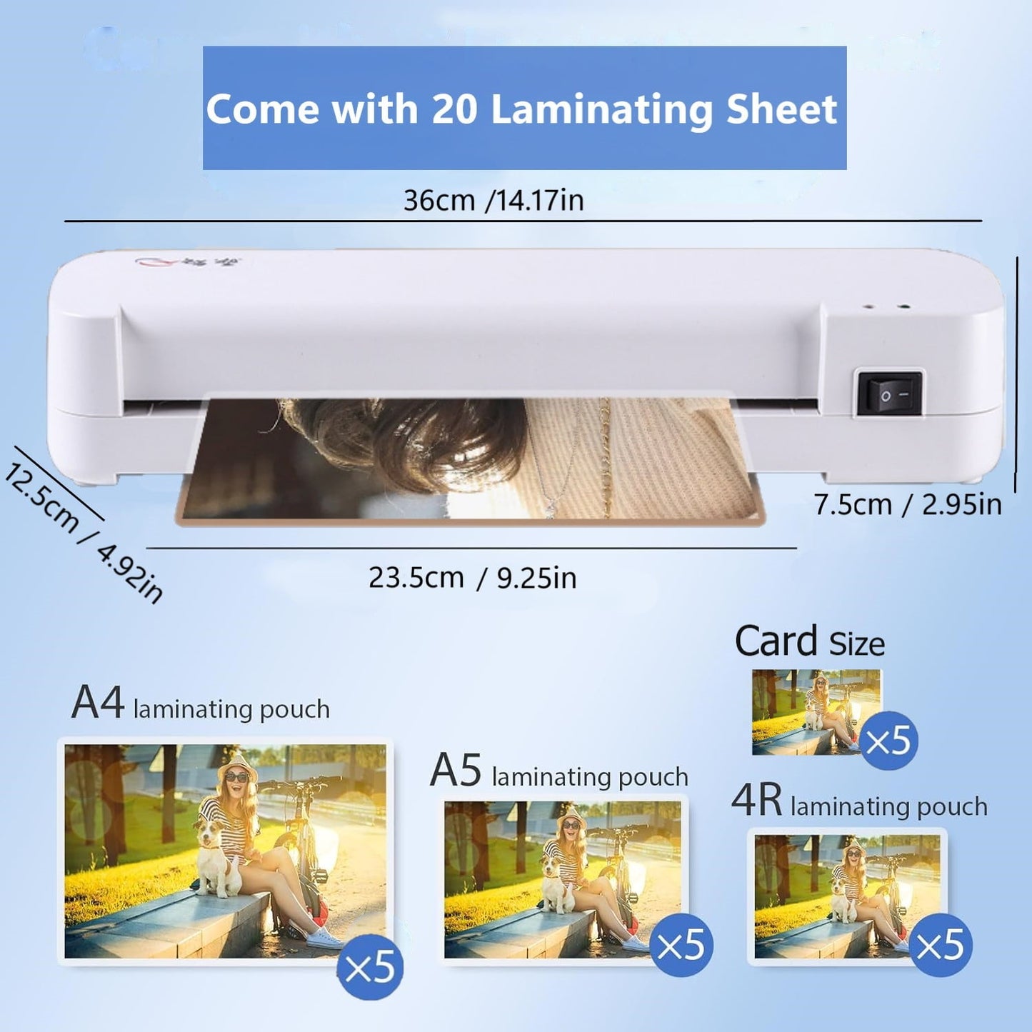 Laminator, A4 Laminator Machine, 9 inch Laminator Hot & Cold Thermal Laminator For Home Office School Business Use With Paper Trimmer and Corner Rounder