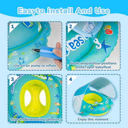 Pool Float Toys Baby Pool Float with Canopy Baby Float Infant Swimming Pool Float Sun Protection