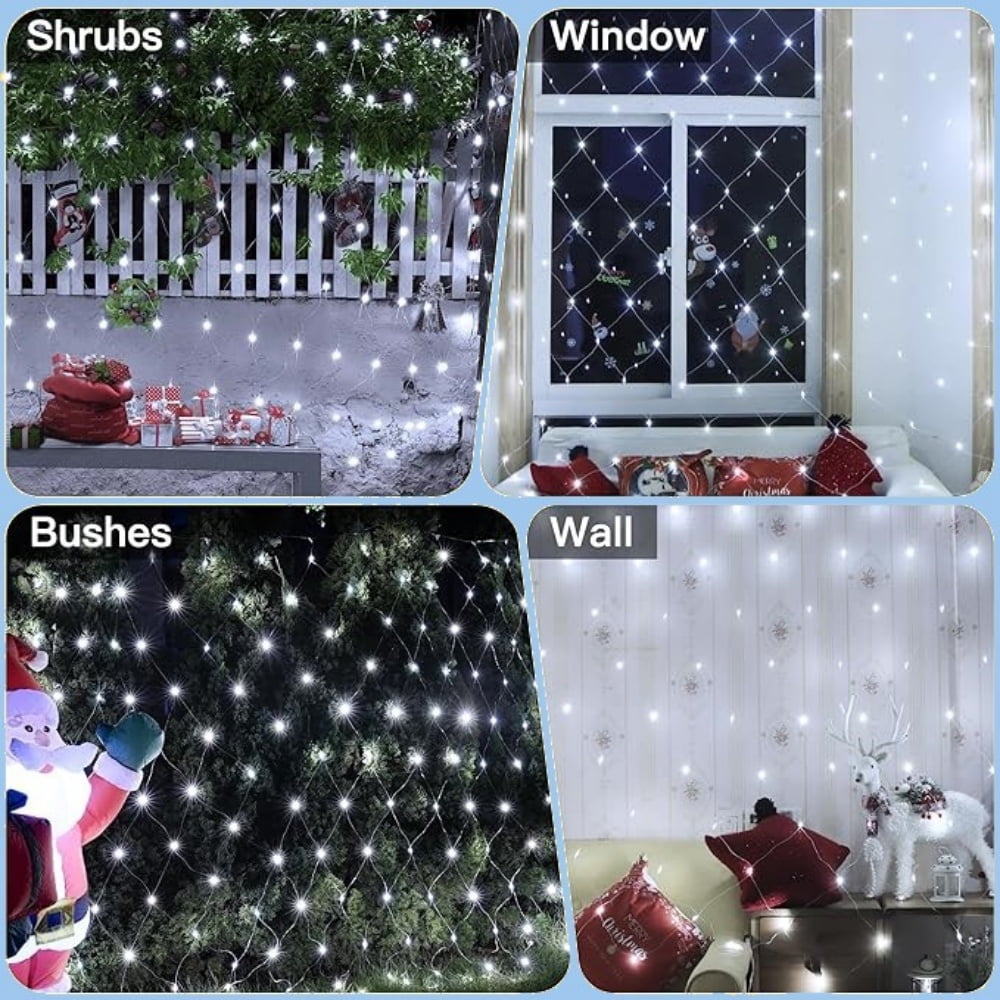 LED Christmas Net Lights,12ft x 5ft 360 LED 8 Modes Bush Mesh Lights Connectable,with Timer Waterproof for Christmas Indoor Outdoor Holiday Lighting Decorations, White