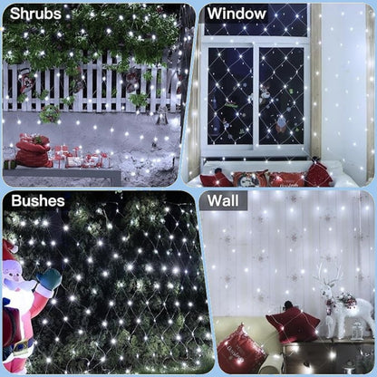 LED Christmas Net Lights,12ft x 5ft 360 LED 8 Modes Bush Mesh Lights Connectable,with Timer Waterproof for Christmas Indoor Outdoor Holiday Lighting Decorations, White