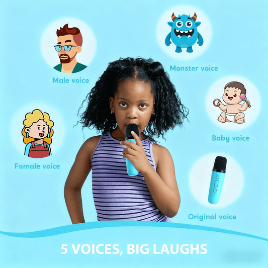 Mini Karaoke Machine with 2 Wireless Microphones Portable Mini Karaoke Machine for Kids for Christmas Party Gift,Blue