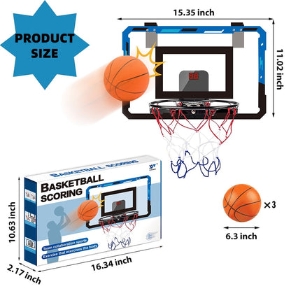 Indoor Basketball Hoop Basketball Hoop Indoor Automatic Scoring Electronic Scoreboard with 3 Balls Basketball Toy for Kids