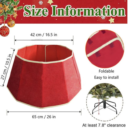 Uncahome Christmas Tree Collar, 26'' Red Xmas Tree Ring for Artificial Trees, Velvet Foldable Christmas Tree Skirt for Christmas Tree Decoration