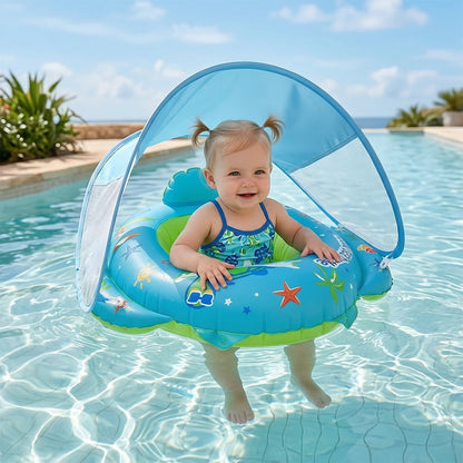 Pool Float Toys Baby Pool Float with Canopy Baby Float Infant Swimming Pool Float Sun Protection