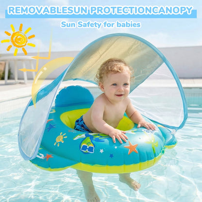 Pool Float Toys Baby Pool Float with Canopy Baby Float Infant Swimming Pool Float Sun Protection