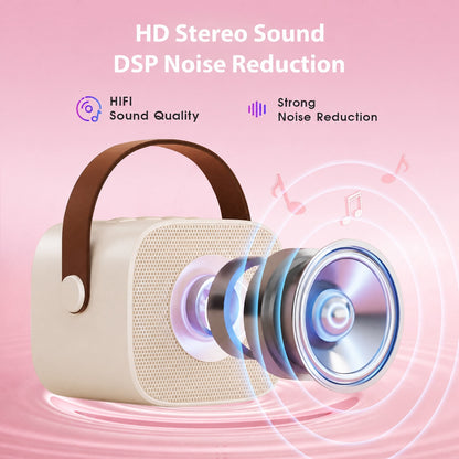 Mini Karaoke Machine with 2 Wireless Microphones Portable Mini Karaoke Machine for Kids for Christmas Party Gift
