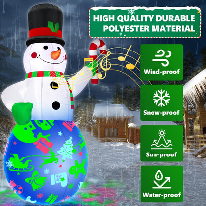 7Ft Christmas Inflatables Snowman, Blow Up Snowman, Built-in Rotating Colorful Projector LED Lights Yard Decor for Party Indoor Garden Lawn Xmas