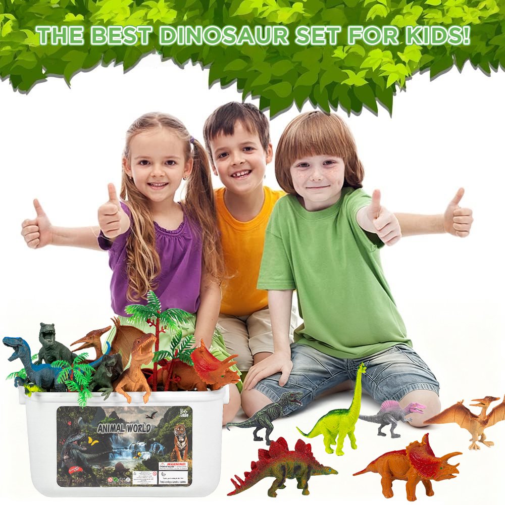 Dinosaur Toys with 22 Realistic Dinosaur Figures&Activity Play Mat, Dinosaur Play Set Christmas Gifts for Kids Toddler Toy Age 3-7