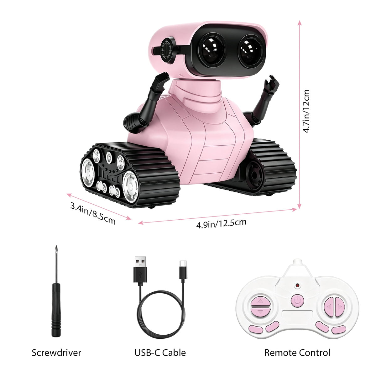 Swfoer Robot Toys for Kids,Remote Control Robot Toy, Rechargeable RC Robot for Boys Girls with Music and LED Eyes, Gift for Children Age 3 Years and Up, Pink