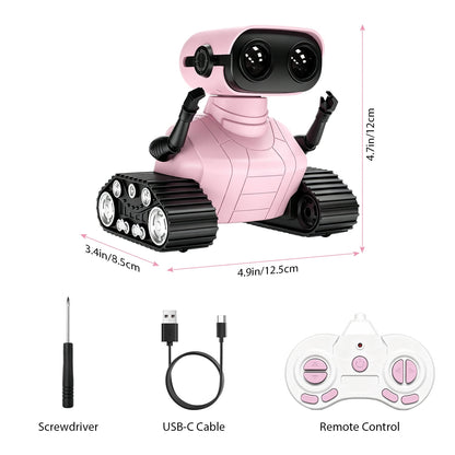 Swfoer Robot Toys for Kids,Remote Control Robot Toy, Rechargeable RC Robot for Boys Girls with Music and LED Eyes, Gift for Children Age 3 Years and Up, Pink