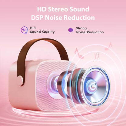 Mini Karaoke Machine with 2 Wireless Microphones Portable Mini Karaoke Machine for Kids for Christmas Party Gift