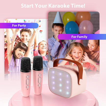 Mini Karaoke Machine with 2 Wireless Microphones Portable Mini Karaoke Machine for Kids for Christmas Party Gift