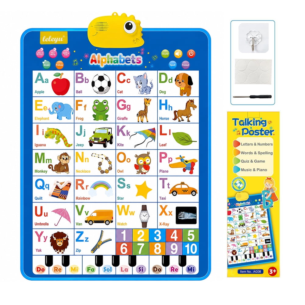 Interactive Alphabet Wall Chart for Kids,Talking ABC Letters and Numbers 123 for Toddlers 2-6