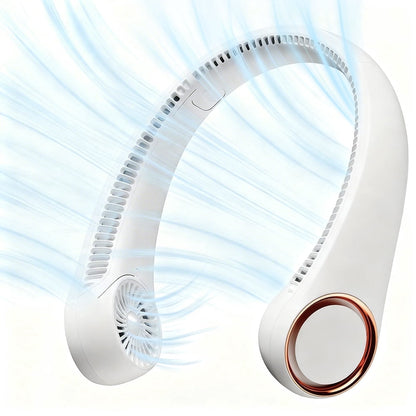 Portable Neck Fan, 3 Speeds Hands Free Personal Wearable Bladeless Fan with 3600mAh Rechargeable Battery, White